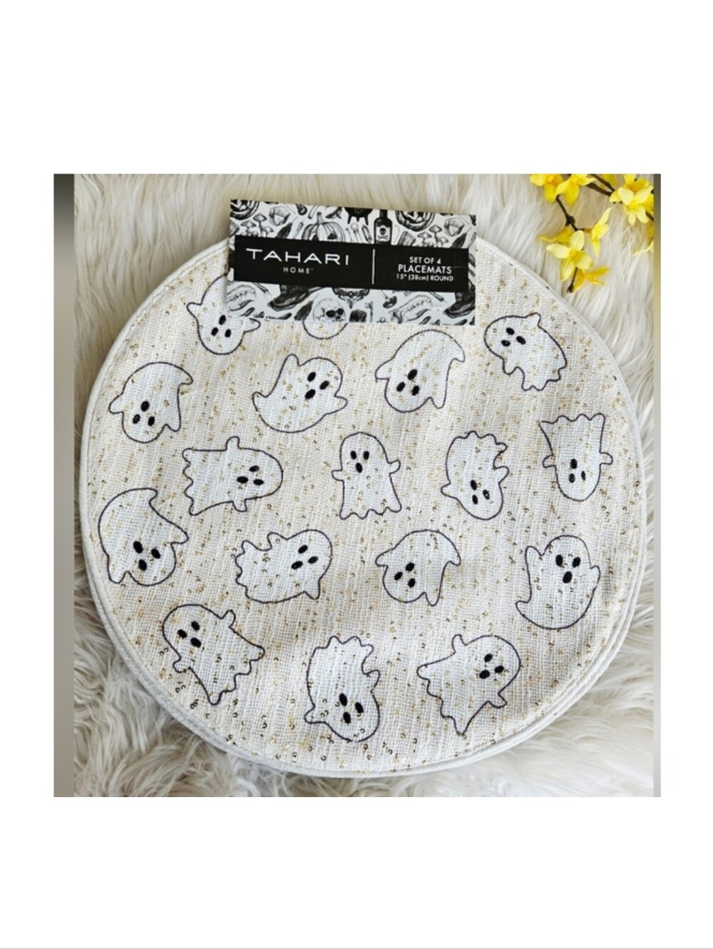 NWT (4) Tahari Home Ghost Sequin Placemats